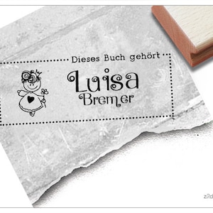 Individueller Ex Libris Buchstempel PRINZESSIN, personalisiert mit Namen, Holzstempel o. Automatikstempel, Geschenk für Kinder, Einschulung