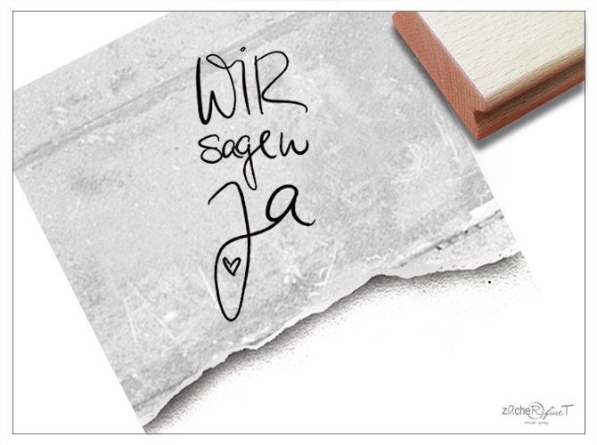 Hochzeitsstempel 'WIR SAGEN JA' - Handschrift-Stempel Für Einladungen & Deko