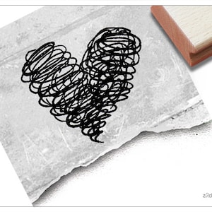 Stempel Motivstempel HERZ Kritzelherzchen - Bildstempel zum Valentinstag, Verlobung, Hochzeit; für Karten, Einladung, Tischdeko,Gastgeschenk