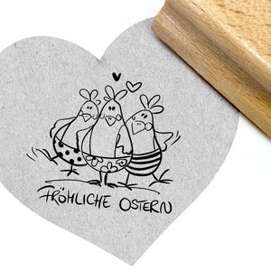 Stempel Hühner Trio, Hühnchen - Lustiger Tierstempel Ostern, für Karten & Geschenkanhänger, Basteln, Osterdeko, Tischdeko, Scrapbook