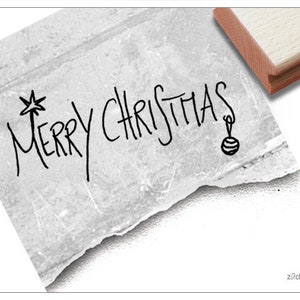 Stempel Weihnachsstempel - MERRY CHRISTMAS handschriftlich - Textstempel zu Weihnachten, Karten, Geschenkanhänger, Geschenk, Weihnachtsdeko