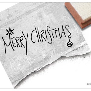 Stempel Weihnachsstempel MERRY CHRISTMAS handschriftlich Textstempel zu Weihnachten, Karten, Geschenkanhänger, Geschenk, Weihnachtsdeko Bild 1