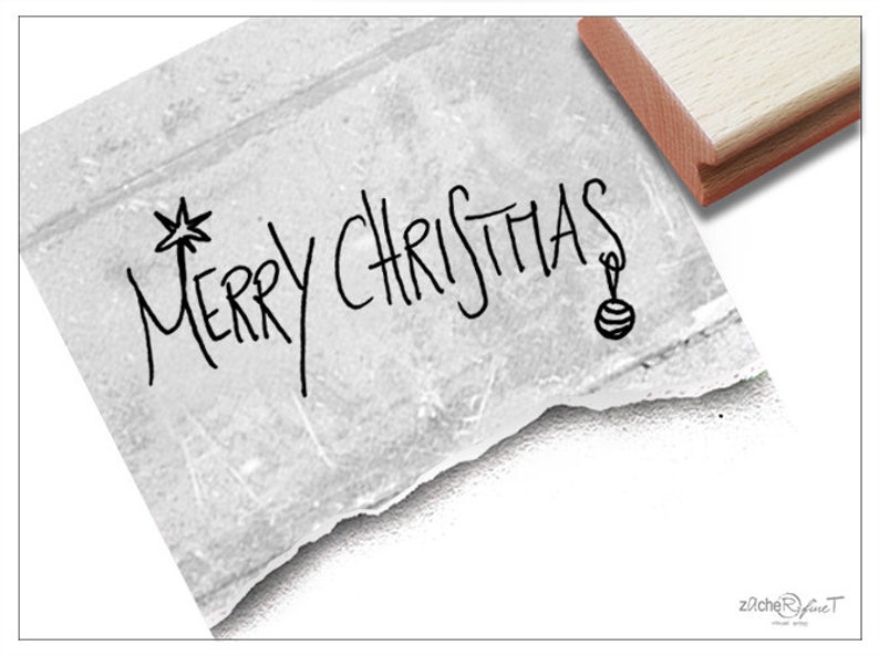 Stempel Weihnachsstempel MERRY CHRISTMAS handschriftlich Textstempel zu Weihnachten, Karten, Geschenkanhänger, Geschenk, Weihnachtsdeko Bild 1