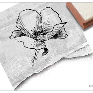 Stempel Motivstempel - Blume MOHNBLUME - Zauberhafter Bildstempel zum Dekorieren von Karten und Geschenken, für Hobby, Beruf, Kunst, Deko