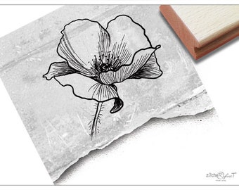 Stempel Motivstempel - Blume MOHNBLUME - Zauberhafter Bildstempel zum Dekorieren von Karten und Geschenken, für Hobby, Beruf, Kunst, Deko
