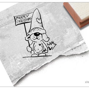 Stempel Weihnachtsstempel Merry Christmas mit Hund - Textstempel zu Weihnachten, Weihnachtspost, Geschenkanhänger, Weihnachtsdeko, Basteln