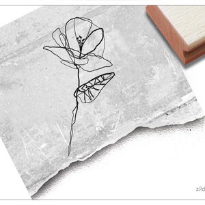 Stempel Motivstempel Blume Single Line - Bildstempel für Karten, Tischdeko, Scrapbook, Art-Journal, Kunst und Deko, Geschenk zum Geburtstag