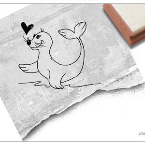Stempel Tierstempel Robbe Ronja - Kinderstempel für Kita, Kinderzimmer, Schule und Einschulung, Malen, Basteln und Deko, Geschenk für Kinder