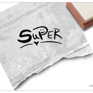 Sello sello de maestro SUPER con emoticón - elogio para motivar a los niños, recompensa, elogio, para guardería y escuela, regalo para niños