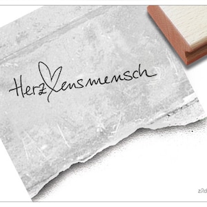 Stempel Herzensmensch, in Handschrift - Textstempel für Karten und Geschenkanhänger, Deko, Scrapbook, Liebe und Freundschaft, Valentinstag