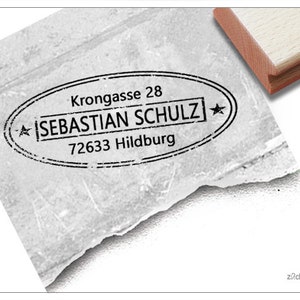 Timbro indirizzo personalizzato OVAL STAR - timbro indirizzo, timbro famiglia, timbro in legno o timbro automatico personalizzato, regalo