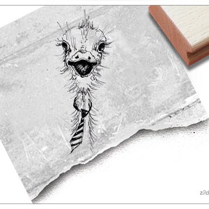 Carimbo Avestruz Oscar - Carimbo animal, carimbo com motivo, carimbo de arte, esboço com aparência de esboço, álbum de recortes, diário de arte, artesanato, decoração, presente para crianças