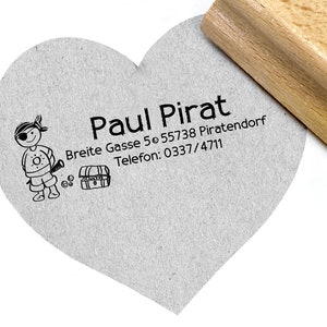 Adresstempel gepersonaliseerde piraat - adresstempel, individuele kinderstempel, houten stempel of automatische stempel, cadeau voor kinderen