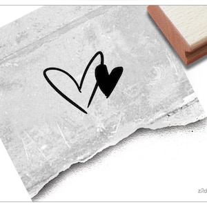 Stempel Herzen, Doppelherz - Motivstempel zum Valentinstag, Hochzeit, für Karten, Einladung, Tischdeko, Gastgeschenk, Fotobuch, Scrapbook