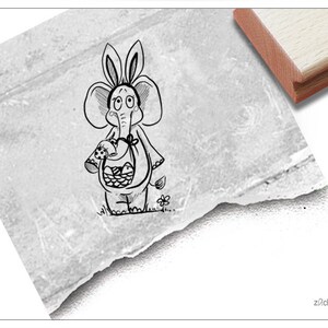 Stempel Oster-Elefant - Süßer Osterstempel, Motivstempel zu Ostern für Karten u. Geschenkanhänger, Osterdeko, Basteln für Kinder, Scrapbook