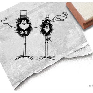 Stempel Hochzeitsstempel RABEN Brautpaar - Tierstempel / Bildstempel zur Hochzeit, Karte, Einladung, Tischdeko, Gastgeschenk, Heiratsanzeige