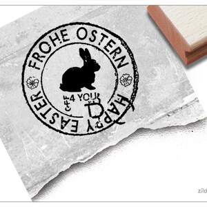 Stempel Osterstempel FROHE OSTERN, Happy Easter als Poststempel im Vintage-Look - Textstempel, Karten, Geschenkanhänger, Geschenk, Osterdeko