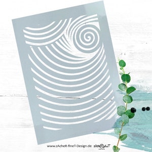 Wiederverwendbare Schablone - Spirale OUT - Musterschablone für Textilgestaltung, Malerei und Backen, Hobby und Beruf - DIN A6 bis DIN A3 -