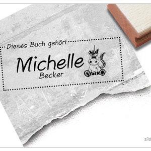 Timbro individuale per libri Ex Libris UNICORNO, personalizzato con nome, timbro in legno o timbro automatico, regalo per bambini, iscrizione scolastica