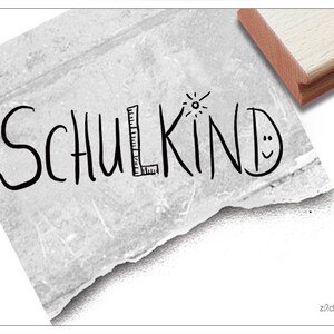 Stempel Textstempel SCHULKIND in Handschrift - Schriftstempel für Einladungskarten zur Einschulung, Schulanfang, Kita, Schule, Lehrer, Deko