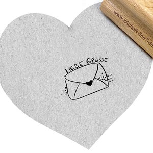 Busta con timbro con cuore, amore, auguri - timbro con testo/motivo, per biglietti, per decorazione, etichette, timbro di Pasqua, design di zAcheR-fineT
