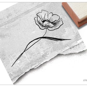 Tampon motif tampon FLEUR Poppy - tampon d'image pour cartes, serviettes, décorations de table, scrapbook, journal d'art, art et décoration, cadeau