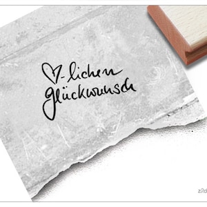 Stempel Herzlichen Glückwunsch - Kleiner Textstempel zum Geburtstag, Hochzeit, Einschulung, für Karten und Geschenkanhänger, Deko, Scrapbook