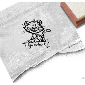 Stempel Tigerstark! - Lehrerstempel mit Tiger - Stempel für Lehrer - Lob zur Motivation, Belohnung, Belobigung, Schule, Geschenk für Kinder