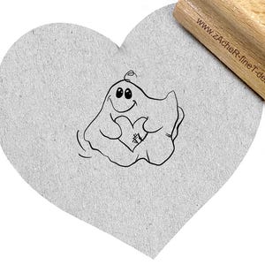 Stempel Lustiges Gespenst mit Herz Halloween  - Kinderstempel/Motivstempel  für Kita,und Schule, Basteln, Scrapbooking