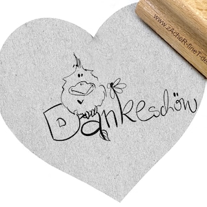 Tampon MERCI avec poussin - tampon texte/motif manuscrit pour vos remerciements, cartes, lettres, étiquettes, tags, cadeaux, décorations