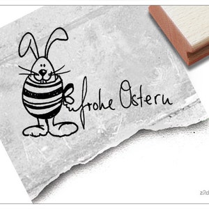 Stempel Osterstempel FROHE OSTERN in Handschrift mit Osterhase - Textstempel zum Osterfest, Karten, Geschenkanhänger, Geschenk, Osterdeko