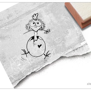 Sello Divertido sello de Pascua pollito en un huevo - sello de animales para Pascua, para tarjetas y etiquetas de regalo, manualidades, decoraciones de Pascua, decoraciones de mesa, álbumes de recortes