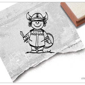 Stempel Wikinger - Motivstempel für Kita, Kinderzimmer, Schule und Einschulung - Wikingerstempel zum Basteln, Geschenk für Kinder, Scrapbook
