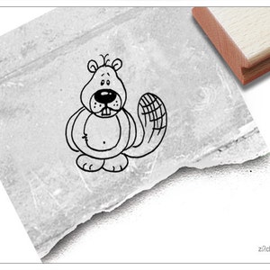 Stempel Tierstempel Schlauer Biber - Kinderstempel, Tier, Geschenk für Kinder, für Kita, Kinderzimmer, Schule, Basteln, Scrapbook und Deko