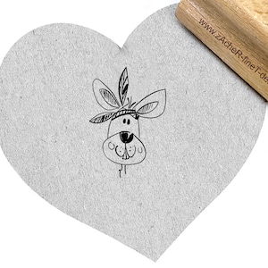 Stempel KÄNGURU mit KOPFSCHMUCK - Motivstempel, Bildstempel, Karten, Basteln, Geschenk für Kinder, Geburtstag, Einschulung, Schule und Kita