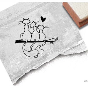 Stempel Tierstempel Katzenfamilie - Kinderstempel für Kita, Kinderzimmer, Schule, Einschulung, Basteln, Deko, Geschenk für Kinder, Scrapbook