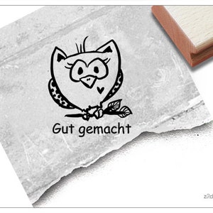 Stempel Lehrerstempel Eule II, Gut gemacht - Lob zur Motivation der Kinder, Belohnung, Belobigung, für Kita und Schule, Geschenk für Kinder