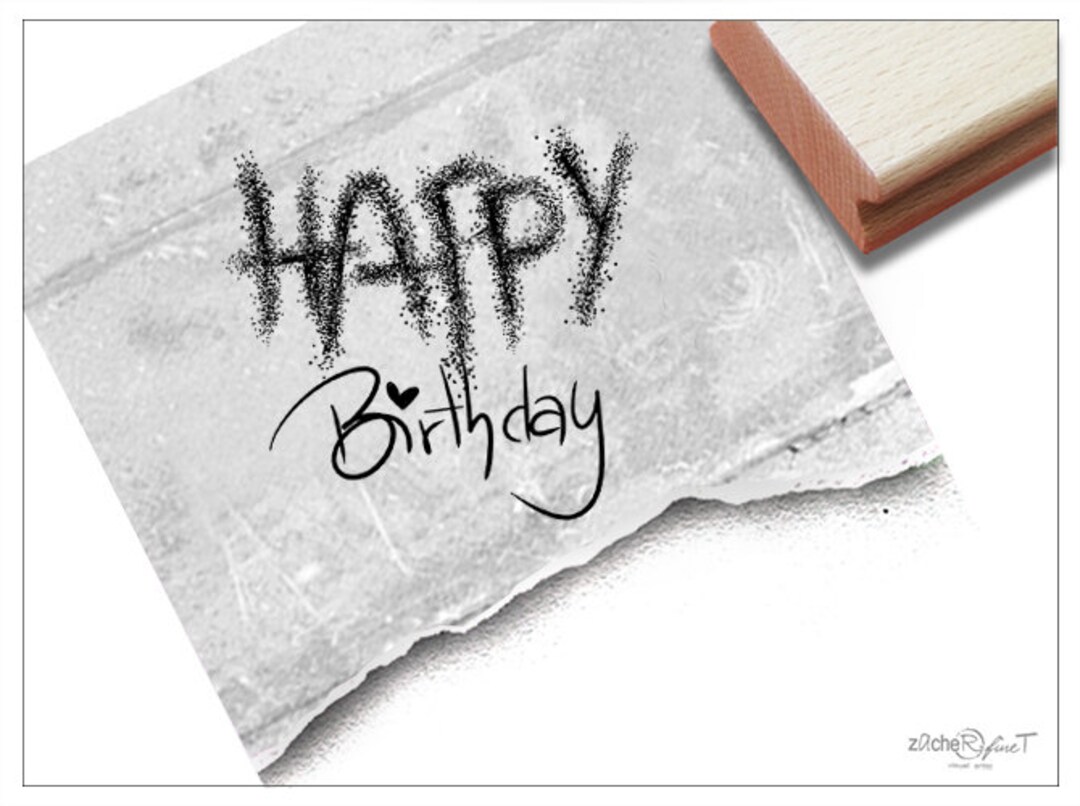 Rayher Happy Birthday Stempel - Holzstempel 7x10cm