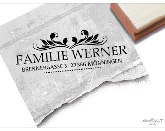 Adressstempel personalisiert VINTAGELOOK I - Adress Stempel, Familienstempel, Holzstempel o. Automatikstempel individualisiert, Geschenk