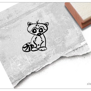Stempel Waschbär - Tierstempel Raccoon,  für Kita, Kinderzimmer, Schule und Einschulung, Basteln und Deko, Geschenk für Kinder, Scrapbook