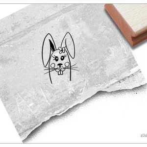 Stempel Hase Mädchen, Osterhase - Süßer Tierstempel, Motivstempel zu Ostern, für Karten und Geschenkanhänger, Osterdeko, Basteln, Scrapbook