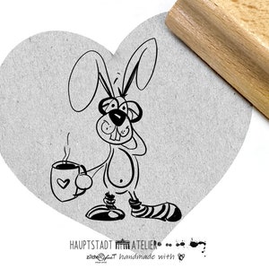 Osterstempel KAFFEEhase Hase Motivstempel Osterhase mit Kaffee für liebe Ostergrüße
