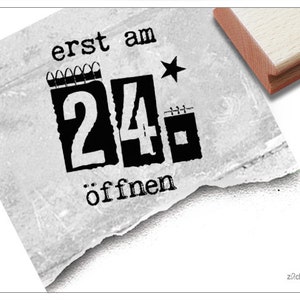 Stempel Weihnachtsstempel ERST AM 24. ÖFFNEN Textstempel zu Weihnachten, für Karten, Geschenkanhänger, Geschenkpapier, Geschenk, Deko Bild 1