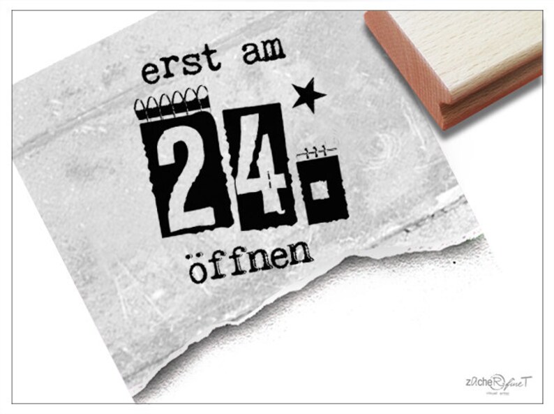 Stempel Weihnachtsstempel ERST AM 24. ÖFFNEN Textstempel zu Weihnachten, für Karten, Geschenkanhänger, Geschenkpapier, Geschenk, Deko Bild 1