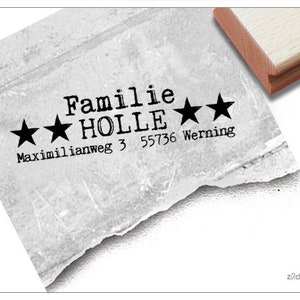 Timbro per indirizzo personalizzato con stelle - timbro per indirizzo, timbro per famiglia, timbro in legno o timbro automatico individuale, regalo, mittente