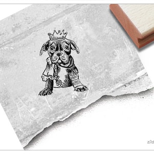 Stempel ARTstamp HUND Bully mit Krone, Französische Bulldogge - Tierstempel für Karten, Basteln, Design und Kunst, Deko, Geschenk, Scrapbook