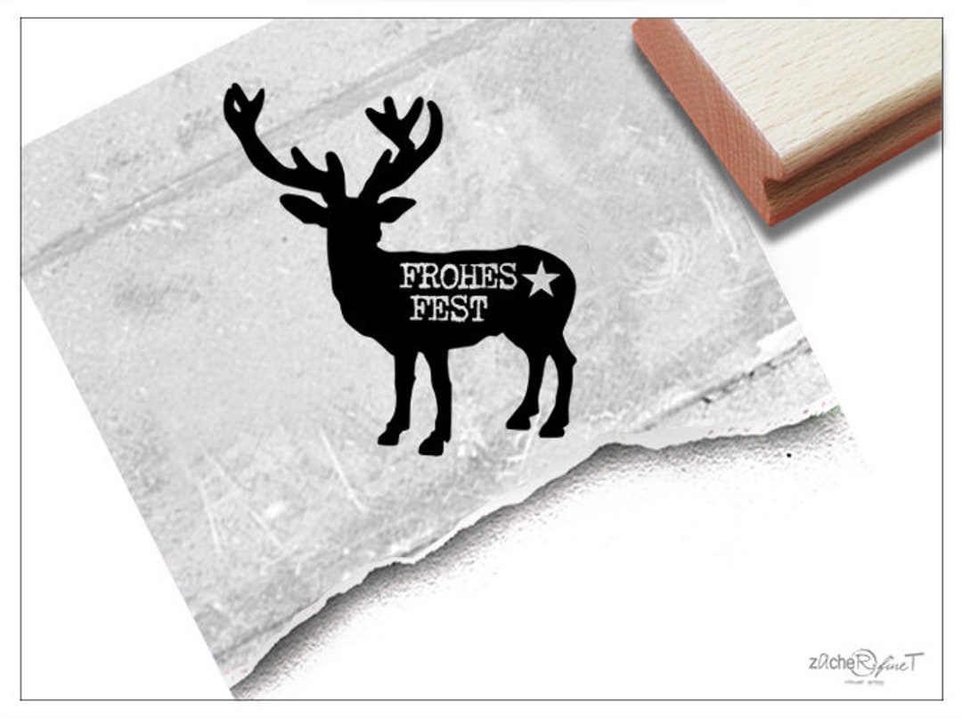 Stempel Weihnachten Text Stemplino Weihnachtsstempel „Frohe Weihnachten" XL – Großes Motiv (46 Mm) Aus FSC-Holz Stempelkissen Bunt
