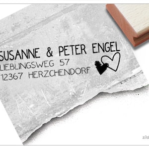 Timbro indirizzo personalizzato CUORI - timbro indirizzo, timbro famiglia, timbro in legno o timbro automatico personalizzato, regalo di nozze
