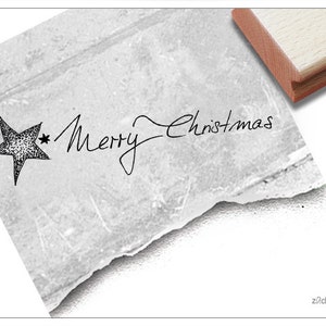 Timbro Timbro natalizio BUON NATALE con stella - timbro con testo per Natale, cartoline, etichette regalo, regali, decorazioni natalizie