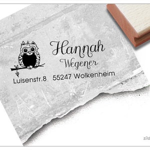 Adressstempel personalisiert EULE - Adress Stempel, Familienstempel, Holzstempel o. Automatikstempel individualisiert, Geschenk für Kinder